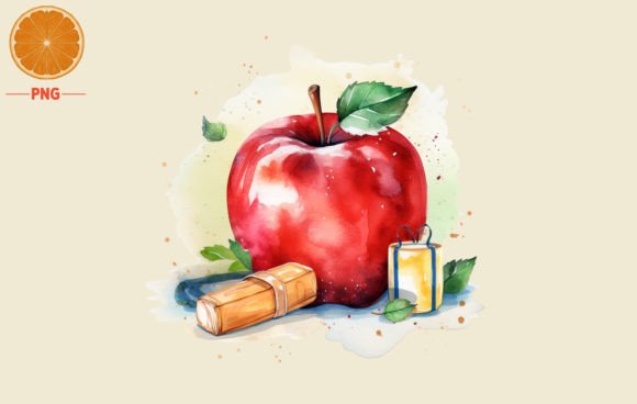 Back to School Apple Watercolor 2: A Fresh Illustration for Seasonal Content