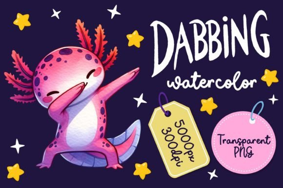 Cute Dabbing Axolotl Watercolor Adds Playful Charm to Brand Visuals