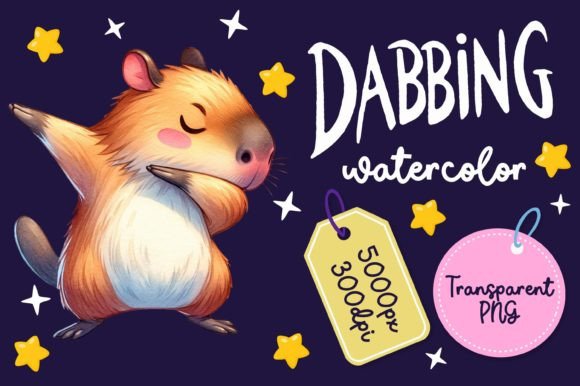 Cute Dabbing Capybara Watercolor Illustrations for Blog & Editorial Design