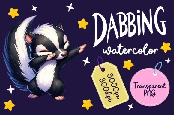 Cute Dabbing Skunk Watercolor: A Playful Illustration for Lighthearted Branding