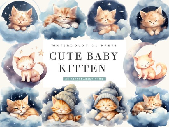 Cute Watercolor Baby Kitten Illustrations for Local Brand Charm