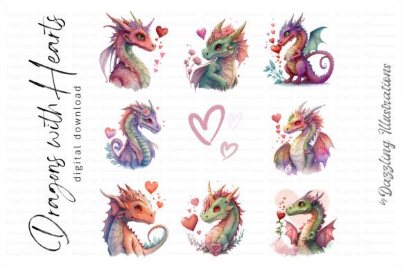 Cute Watercolor Dragons Illustrations for Editorial Design