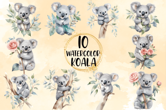 Cute Watercolor Koala Clipart: A Fresh Illustration for Branding and Marketing