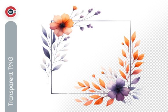 Elegant Watercolor Flower Frame PNG for Branding & Marketing Visuals
