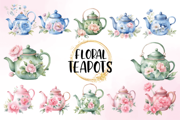 h1Watercolor Floral Teapot Illustrations for Digital Sellers/h1