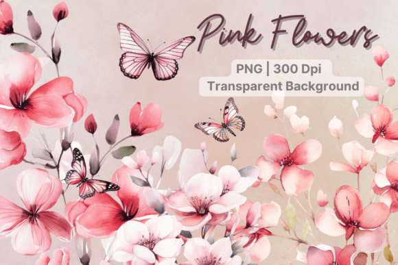 Pink Flower Clipart Watercolor Butterfly Review for Real Embroidery Projects