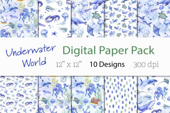 Sea Watercolor Pattern Seamless Paper for Crafting & Handmade Business