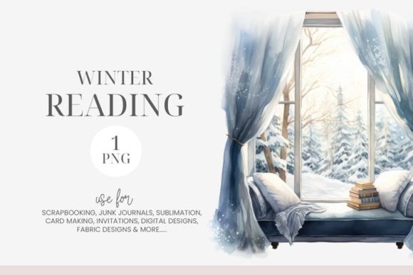 Watercolor Blue White Reading Illustrations for Blogs