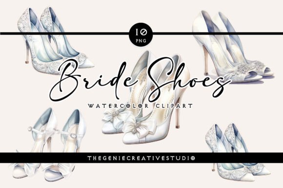 Watercolor Bride Shoes PNG Clipart: Elegant Illustrations for Wedding & Lifestyle Branding