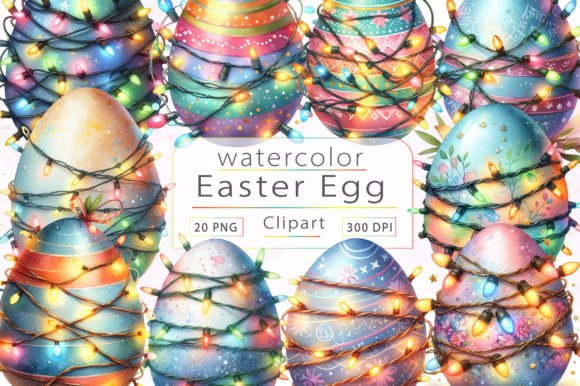 Watercolor Easter Egg Clipart Bundle – Festive Illustrations for Seasonal Branding