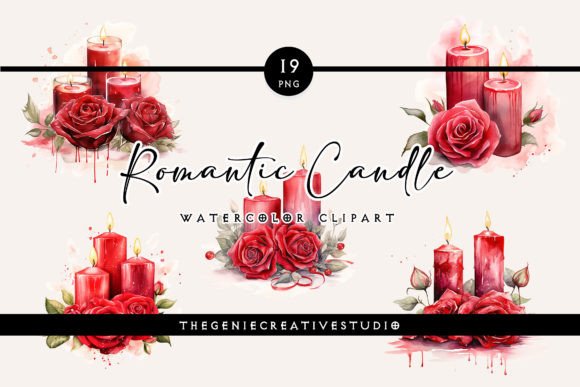 Watercolor Romantic Candle PNG Clipart for Editorial & Blog Design