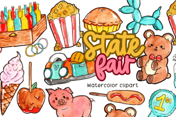 Watercolor State Fair Clipart: Illustrations for Crafters