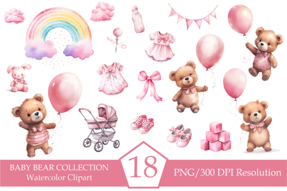 Watercolor Teddy Bear Illustrations for Branding