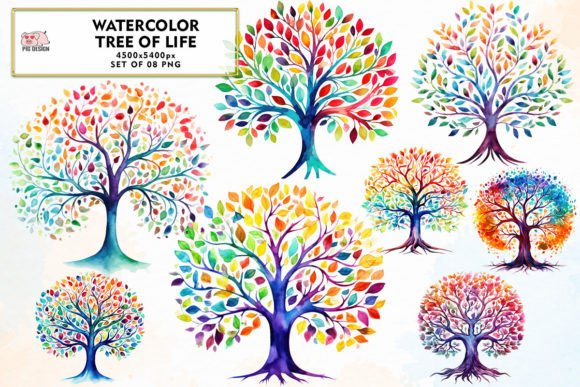 Watercolor Tree of Life Sublimation Illustrations