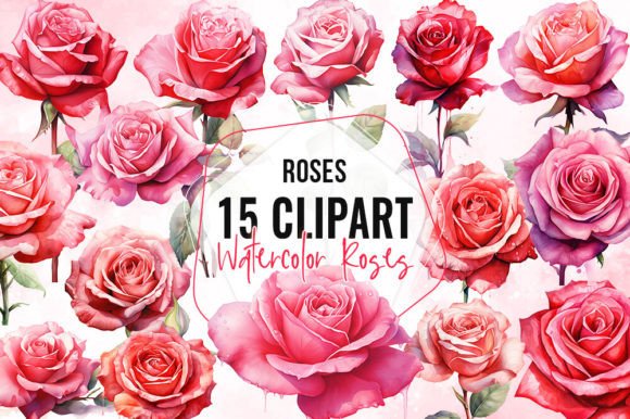 Watercolor Valentine Rose Clipart: Illustrations for Crafters